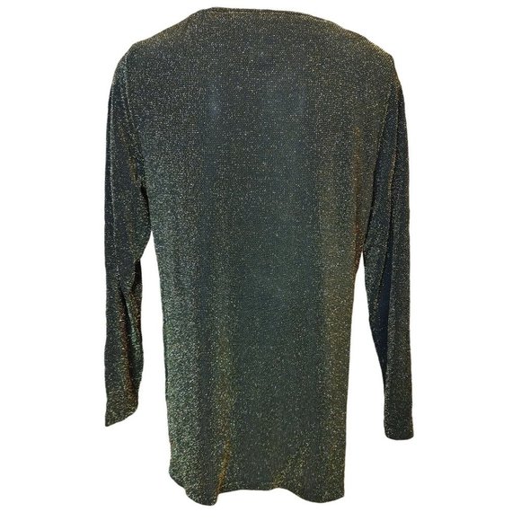 MAGGIE SWEET Womens L Black and Gold Celebration Shimmer Evening Tunic Top - Picture 2 of 4